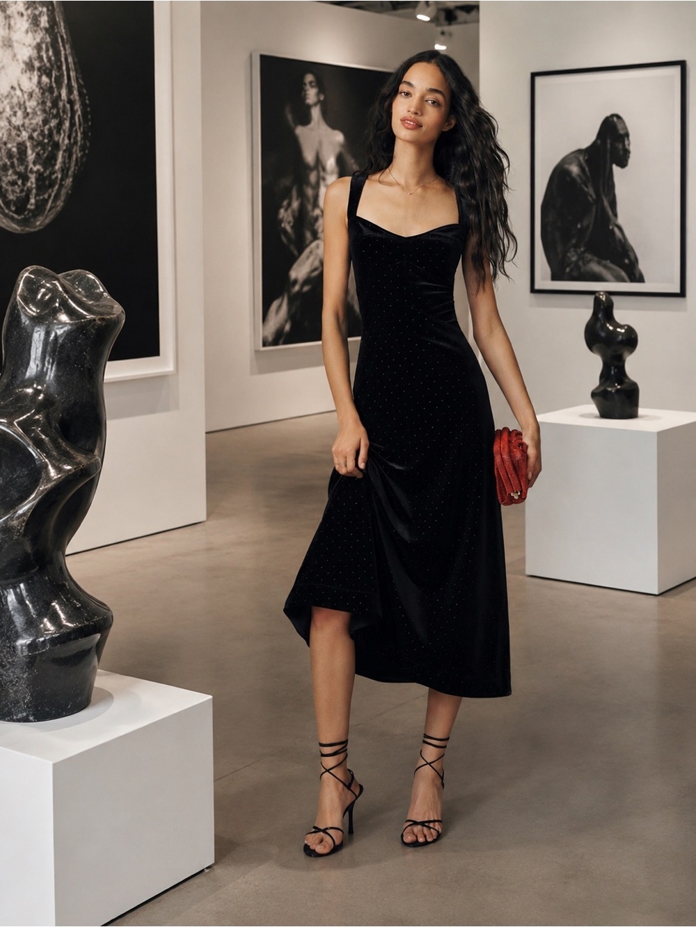 Anthropologie NWT The Jocelyn Velvet Diamonte Midi Dress by Maeve size XS.